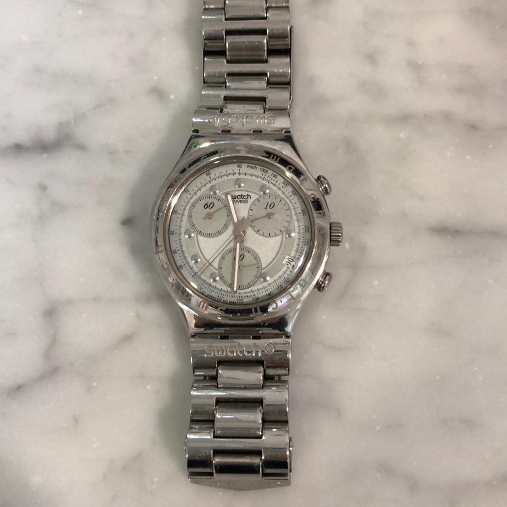 Swatch stainless steel chronograph watch